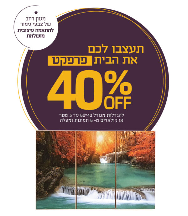 מבצע 40% הנחה להגדלות על עץ
