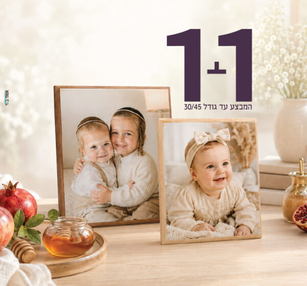 1+1 הדפסה על עץ במבצע ראש השנה